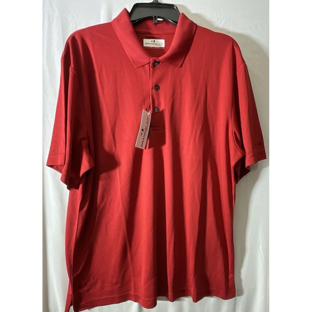 New Grand Slam Mens Performance Golf Shirt Size‎ L - Red